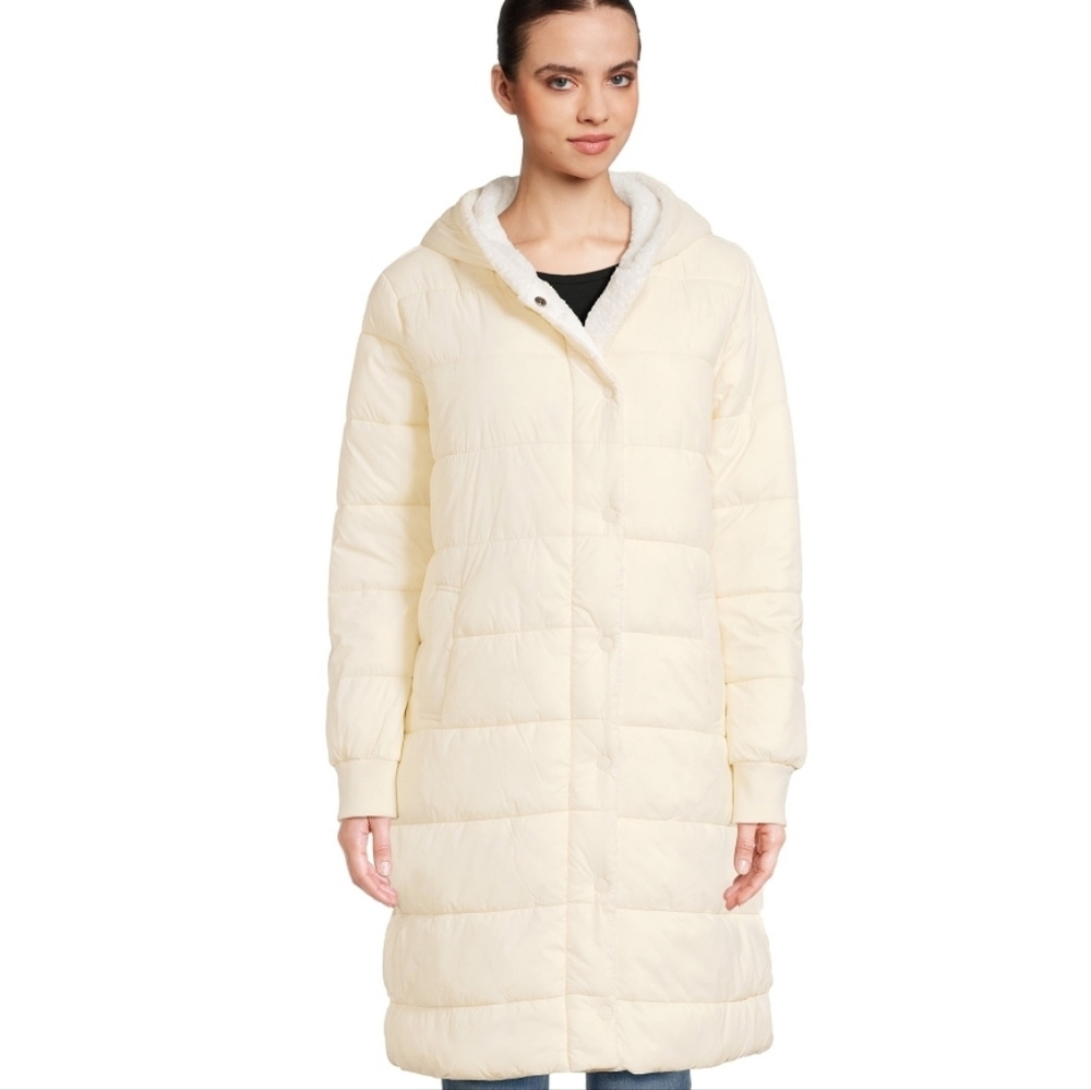 L (12-14) Women's Lined Hooded Puffer Winter Coat Jacket New Alyned Together
